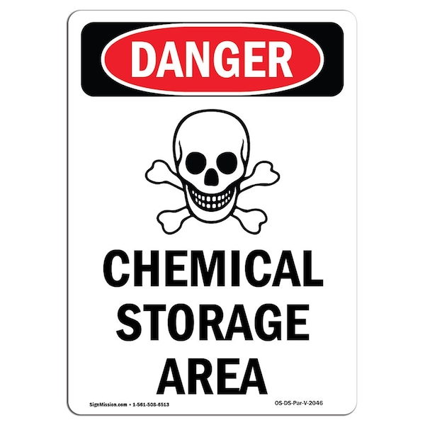 Safety Sign, OSHA Danger, 5" Height, Portrait, D-35-V-2046-10PK